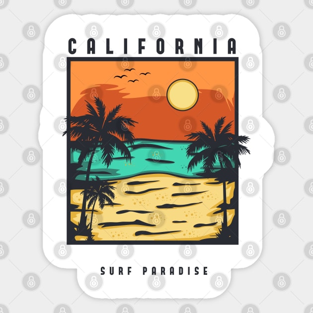 California Surf Paradise Sticker by retroparks